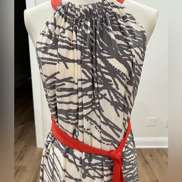 Adrianna Papell Hi Low Asymmetrical Dress Red Gray Sleeveless Sz 4 - Picture 8 of 14